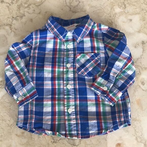 Joe Fresh Cotton Plaid Oxford Shirt 6-12 M - Picture 1 of 4